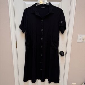 DISTURBIA Button Up Midi Shirt Dress Black 10 *no Tie* Whimsygoth Dark Academia